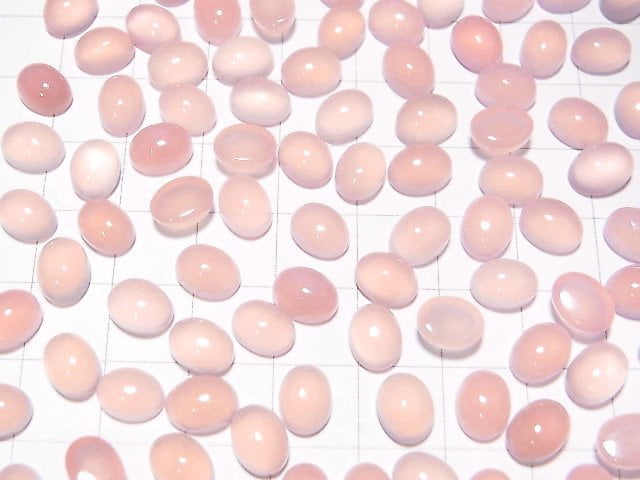 [Video] High Quality Pink Chalcedony AAA Oval Cabochon 8x6mm 10pcs