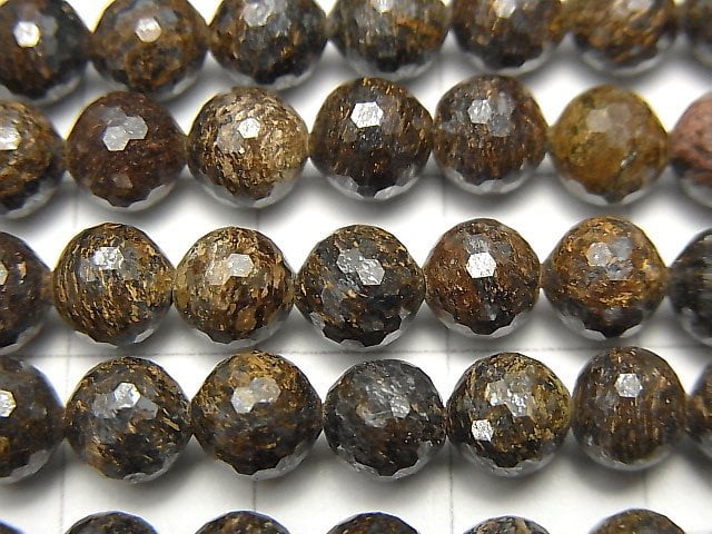 [Video] High Quality! Bronzite 128Faceted Round 6mm 1strand beads (aprx.15inch / 37cm)