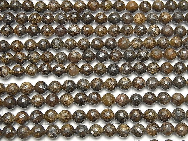 [Video] High Quality! Bronzite 128Faceted Round 6mm 1strand beads (aprx.15inch / 37cm)