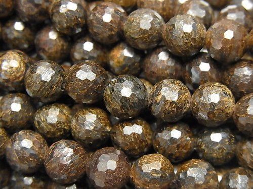 Bronzite, Faceted Round Gemstone Beads