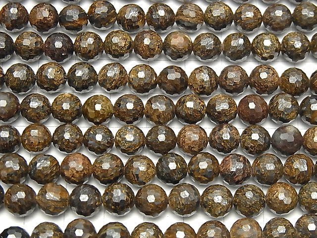 [Video] High Quality! Bronzite 128Faceted Round 8mm 1strand beads (aprx.15inch / 37cm)