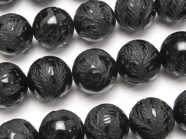 Carving, Onyx, Round Gemstone Beads