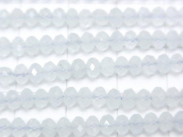 High Quality!  Aquamarine AA++ Faceted Button Roundel 4x4x2.5mm 1strand beads (aprx.15inch/37cm)