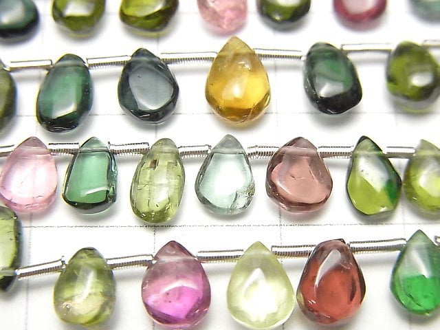 [Video] High Quality Tourmaline AAA- Pear shape (Smooth) half or 1strand beads (aprx.7inch / 18cm)