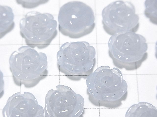 [Video] Blue Lace Agate Rose AAA 10mm [Half Drilled Hole ] 2pcs