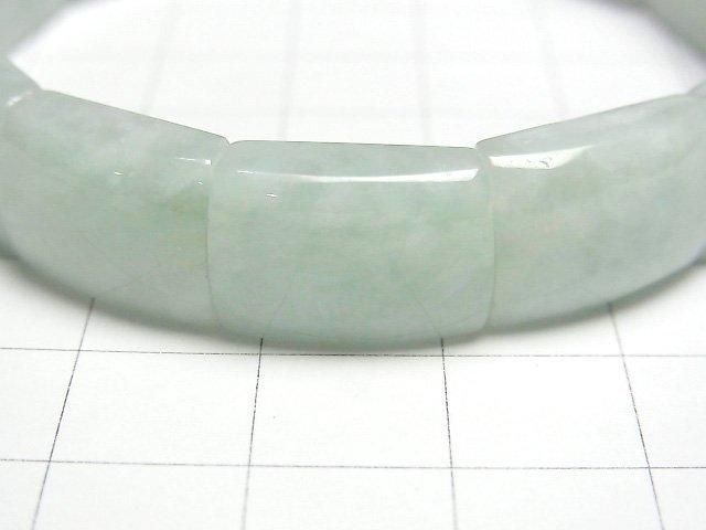 [Video] Burmese Jadeite AAA- 2-hole rectangle 15x11x6mm 1strand (Bangle bracelet)
