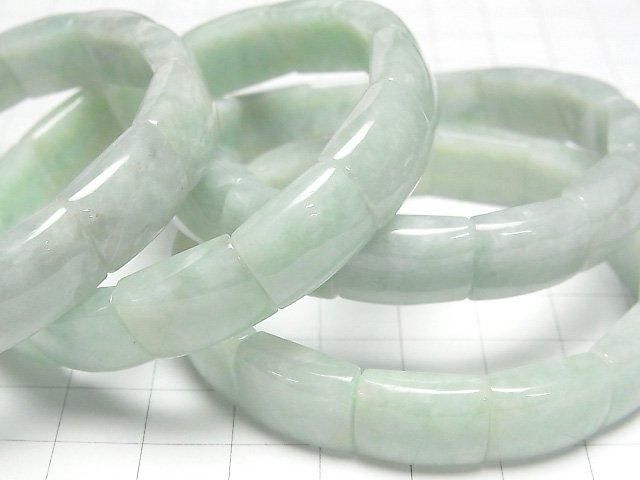 [Video] Burmese Jadeite AAA- 2-hole rectangle 15x11x6mm 1strand (Bangle bracelet)