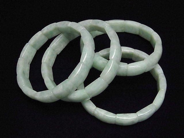 [Video] Burmese Jadeite AAA- 2-hole rectangle 15x11x6mm 1strand (Bangle bracelet)