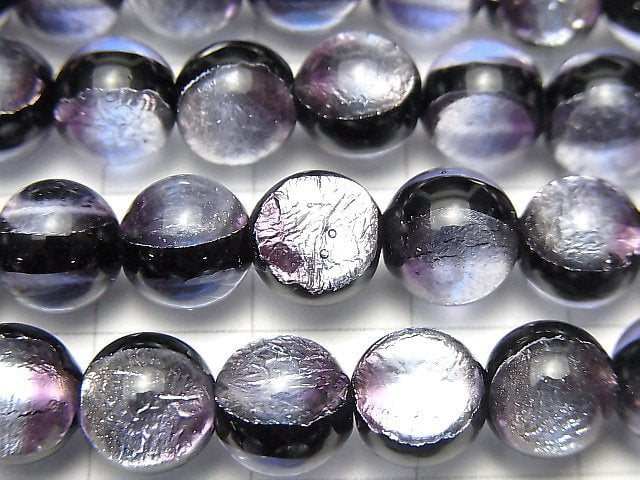 [Video] Lampwork Beads Round 8mm [Purple] 1/4 or 1strand beads (aprx.14inch/34cm)