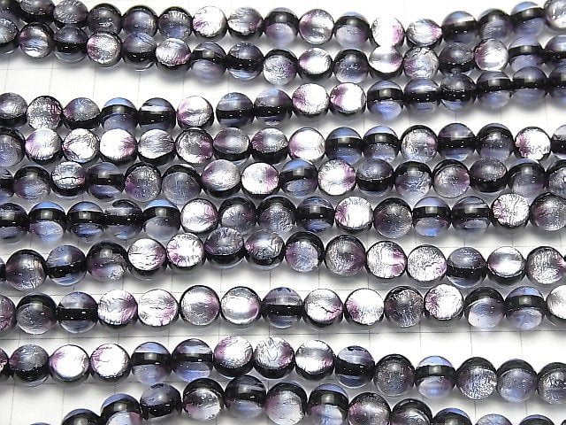 [Video] Lampwork Beads Round 8mm [Purple] 1/4 or 1strand beads (aprx.14inch/34cm)