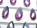 [Video]Bi-color Moonstone AA++ Pear shape Faceted Briolette Coating [Pink x Purple] 1strand beads (aprx.7inch/18cm)