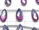 [Video]Bi-color Moonstone AA++ Pear shape Faceted Briolette Coating [Pink x Purple] 1strand beads (aprx.7inch/18cm)