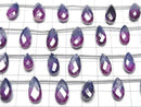 [Video]Bi-color Moonstone AA++ Pear shape Faceted Briolette Coating [Pink x Purple] 1strand beads (aprx.7inch/18cm)