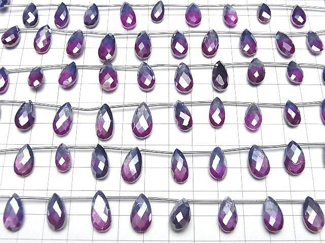 [Video]Bi-color Moonstone AA++ Pear shape Faceted Briolette Coating [Pink x Purple] 1strand beads (aprx.7inch/18cm)