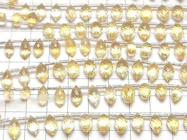 [Video] High Quality Citrine AAA- Marquise Rice Faceted Briolette 1strand beads (aprx.5inch / 13cm)