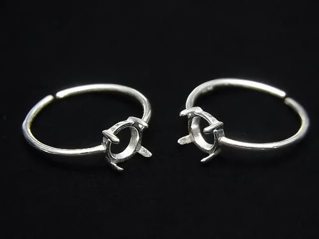 [Video] Silver925 Ring Frame (Prong Setting) Round 6mm No Coating Free Size 1pc