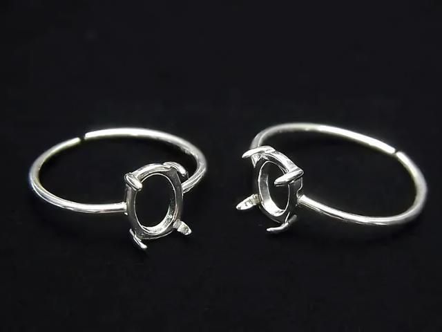 [Video] Silver925 Ring Frame (Prong Setting) Oval 8x6mm No Coating Free Size 1pc