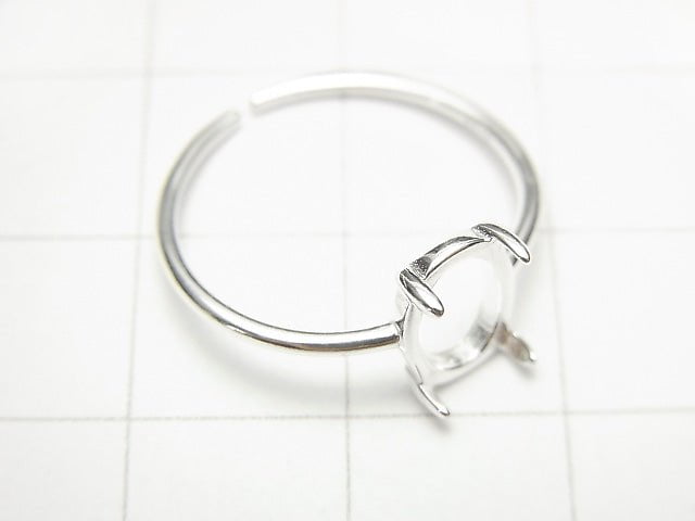 [Video] Silver925 Ring Frame (Prong Setting) Oval 8x6mm No coating Free size 1pc