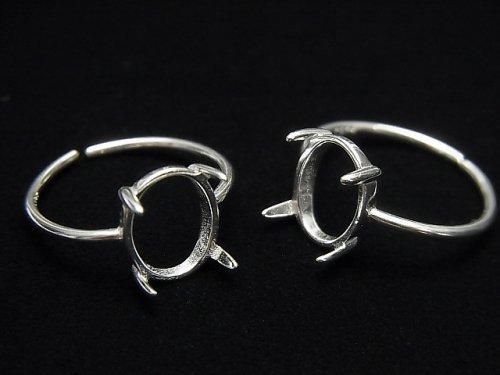 [Video] Silver925 Ring Frame (Prong Setting) Oval 10x8mm No Coating Free Size 1pc