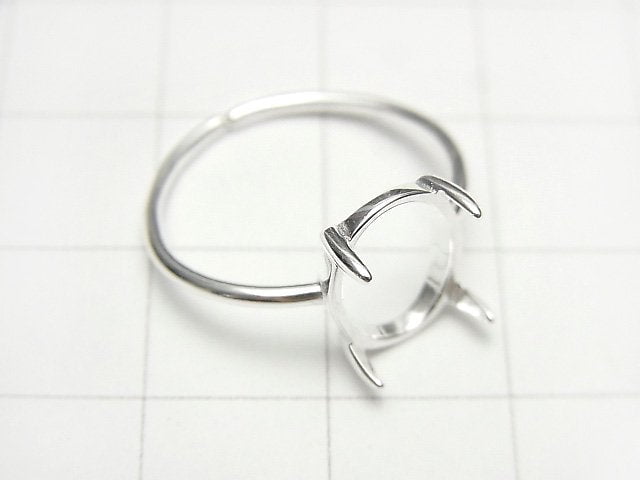 [Video]Silver925 Ring Frame (Prong Setting) Oval 10x8mm No coating Free size 1pc