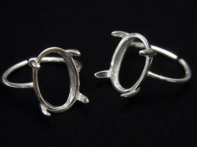 [Video]Silver925 Ring Frame (Prong Setting) Oval 14x10mm No coating Free size 1pc