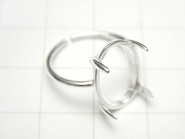 [Video]Silver925 Ring Frame (Prong Setting) Oval 14x10mm No coating Free size 1pc