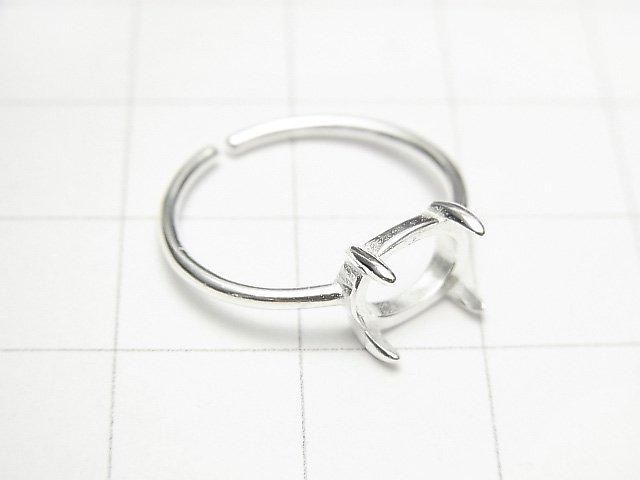 [Video] Silver925 Ring Frame (Prong Setting) Horizontal Oval 8x6mm No Coating Free Size 1pc