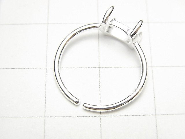 [Video] Silver925 Ring Frame (Prong Setting) Sideways Oval 8x6mm No coating Free size 1pc