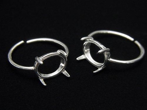 [Video] Silver925 Ring Frame (Prong Setting) Horizontal Oval 10x8mm No Coating Free Size 1pc