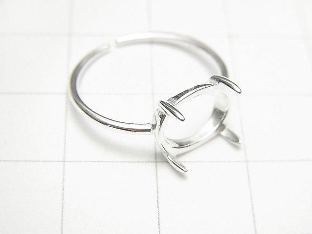 [Video] Silver925 Ring Frame (Prong Setting) Horizontal Oval 10x8mm No Coating Free Size 1pc