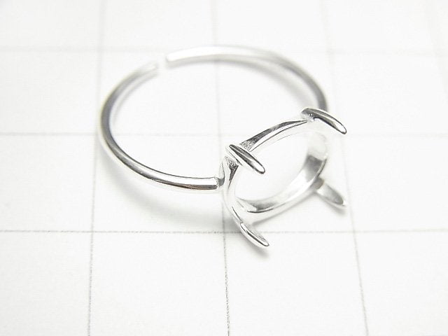 [Video]Silver925 Ring Frame (Prong Setting) Horizontal Oval 10x8mm No coating Free size 1pc