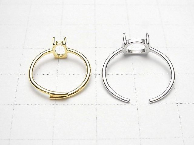 [Video] Silver925 Ring Frame (Prong Setting) Horizontal Oval 10x8mm No Coating Free Size 1pc