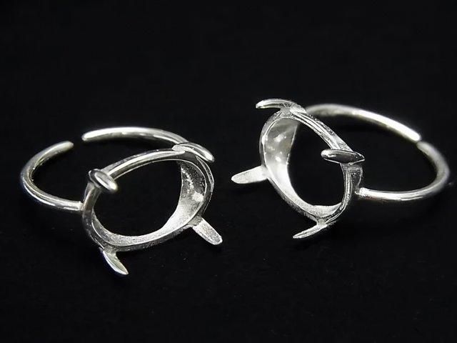 [Video] Silver925 Ring Frame (Prong Setting) Horizontal Oval 14x10mm No Coating Free Size 1pc