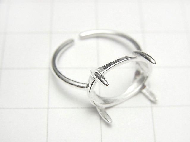 [Video] Silver925 Ring Frame (Prong Setting) Horizontal Oval 14x10mm No Coating Free Size 1pc