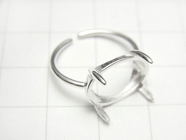 [Video] Silver925 Ring Frame (Prong Setting) Sideways Oval 14x10mm No coating Free size 1pc