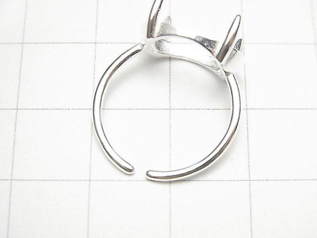 [Video] Silver925 Ring Frame (Prong Setting) Horizontal Oval 14x10mm No Coating Free Size 1pc