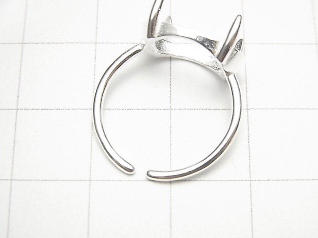 [Video]Silver925 Ring Frame (Prong Setting) Horizontal Oval 14x10mm No coating Free size 1pc