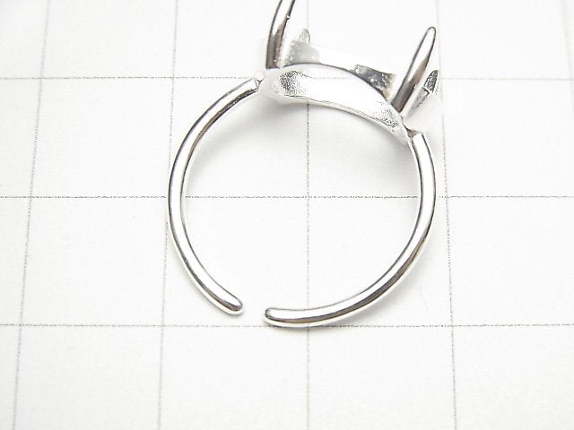 [Video] Silver925 Ring Frame (Prong Setting) Sideways Oval 14x10mm No coating Free size 1pc