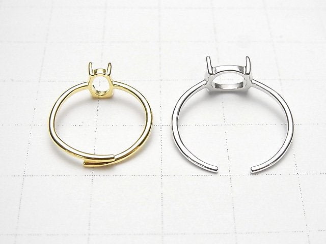 [Video]Silver925 Ring Frame (Prong Setting) Horizontal Oval 14x10mm No coating Free size 1pc