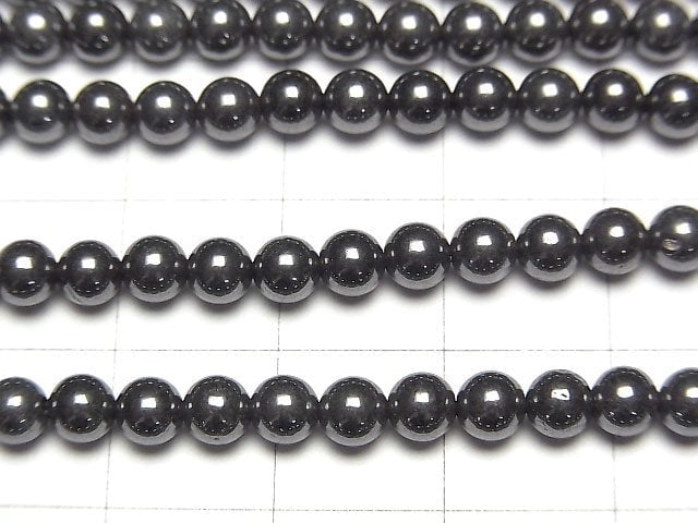 [Video] Natural Hematite AAA Round 4mm 1strand beads (aprx.15inch/38cm)