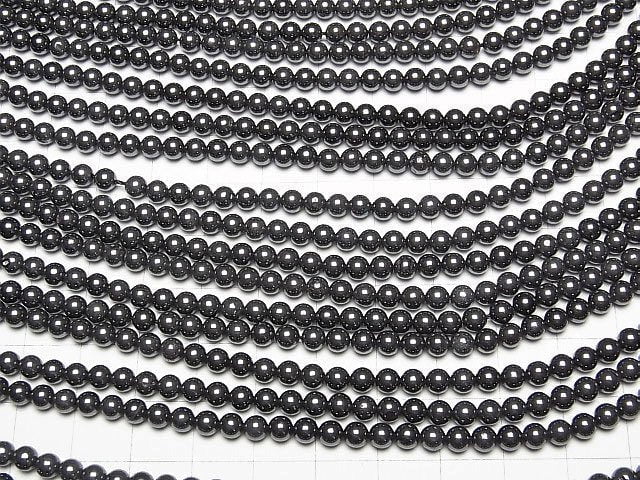 [Video] Natural Hematite AAA Round 4mm 1strand beads (aprx.15inch/38cm)