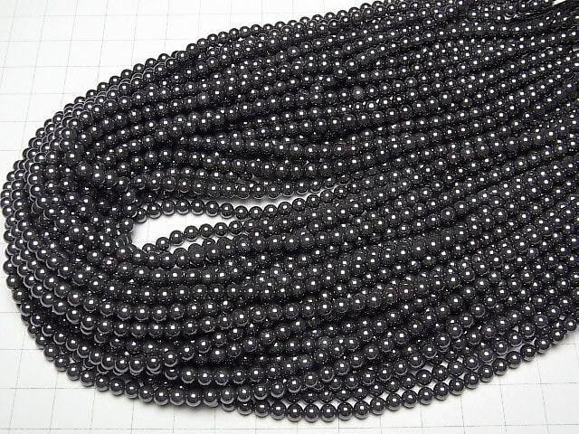 [Video] Natural Hematite AAA Round 4mm 1strand beads (aprx.15inch/38cm)