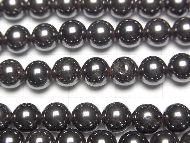 [Video] Natural Hematite AAA Round 6.5mm 1strand beads (aprx.14inch/35cm)