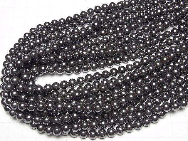 [Video] Natural Hematite AAA Round 6.5mm 1strand beads (aprx.14inch/35cm)