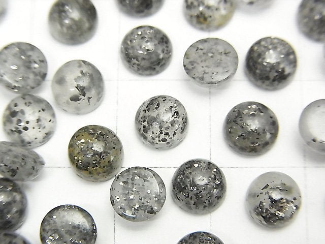 [Video] Black Aventurine Quartz Round Cabochon 6x6mm 10pcs