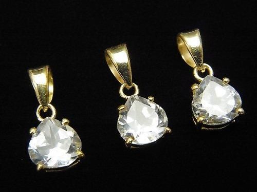 [Video] High Quality White Topaz AAA Chestnut Faceted Pendant 7x7mm 18KGP