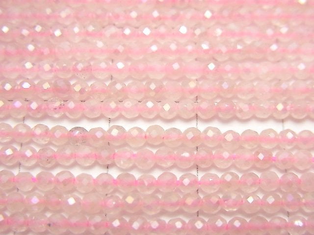 [Video] High Quality! Flash, Rose Quartz Faceted Round 2mm 1strand beads (aprx.15inch / 38cm)