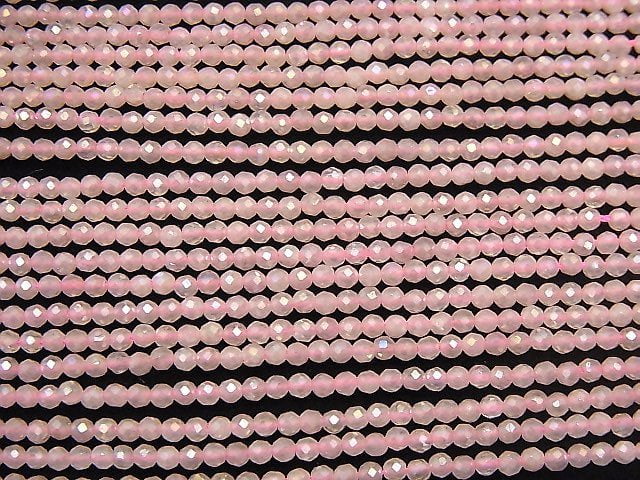 [Video] High Quality! Flash, Rose Quartz Faceted Round 2mm 1strand beads (aprx.15inch / 38cm)