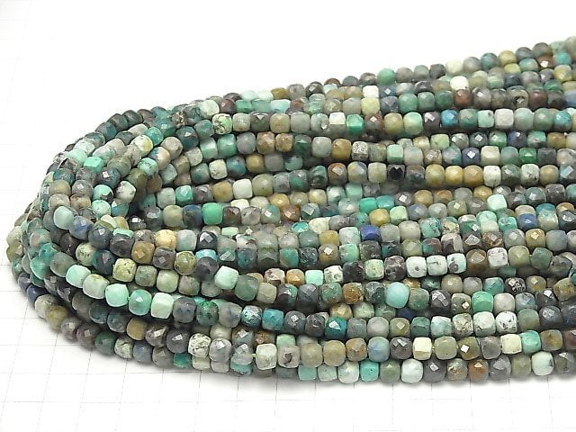 [Video] High Quality! Chrysocolla AA+ Cube Shape 6x6x6mm half or 1strand beads (aprx.15inch / 38cm)