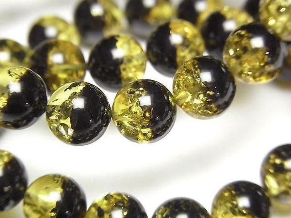 [Video] Baltic Amber Round 8.5mm Yellow x Black Bracelet